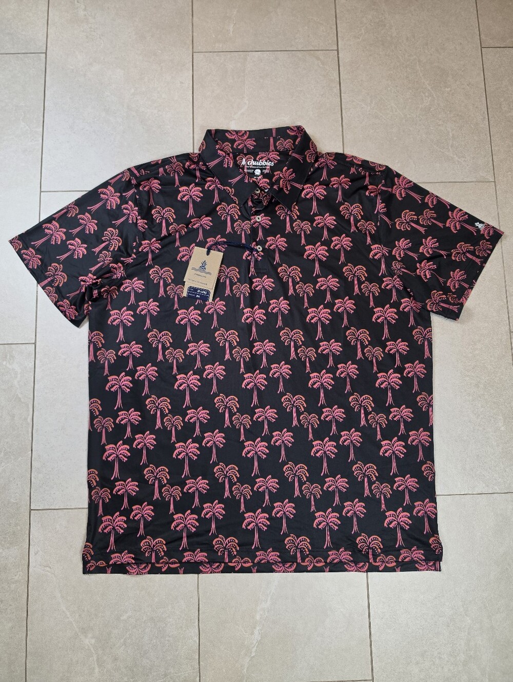 NEW Chubbies Performance Polo Shirt Mens 2XL XXL Tropical Night Stretch